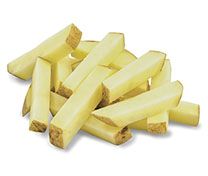 A pile of freshly cut potatoes for french fries. 