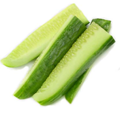 A group of sliced cucumbers. 